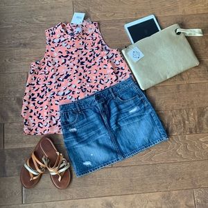 Ann Taylor Loft • Size 4 • Denim Skirt w/ distressed marks • In Good Condition